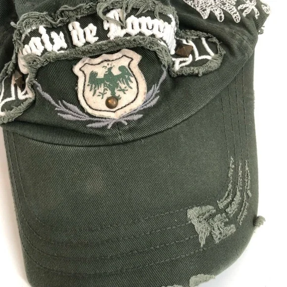 Leader Croix de Lorraine Distressed Green Baseball Cap - Picture 6 of 14